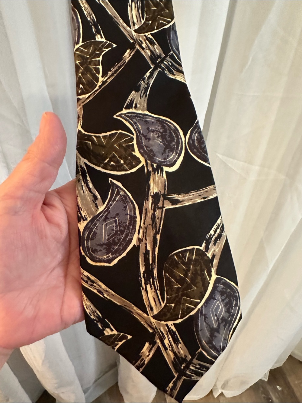Vintage Halston III Men's Black Floral Print Silk Tie